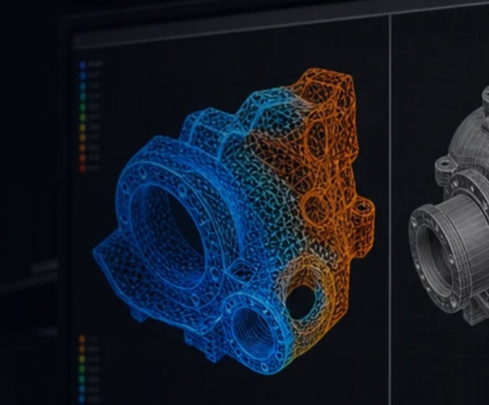 Malha 3D digitalizada exibida na tela
